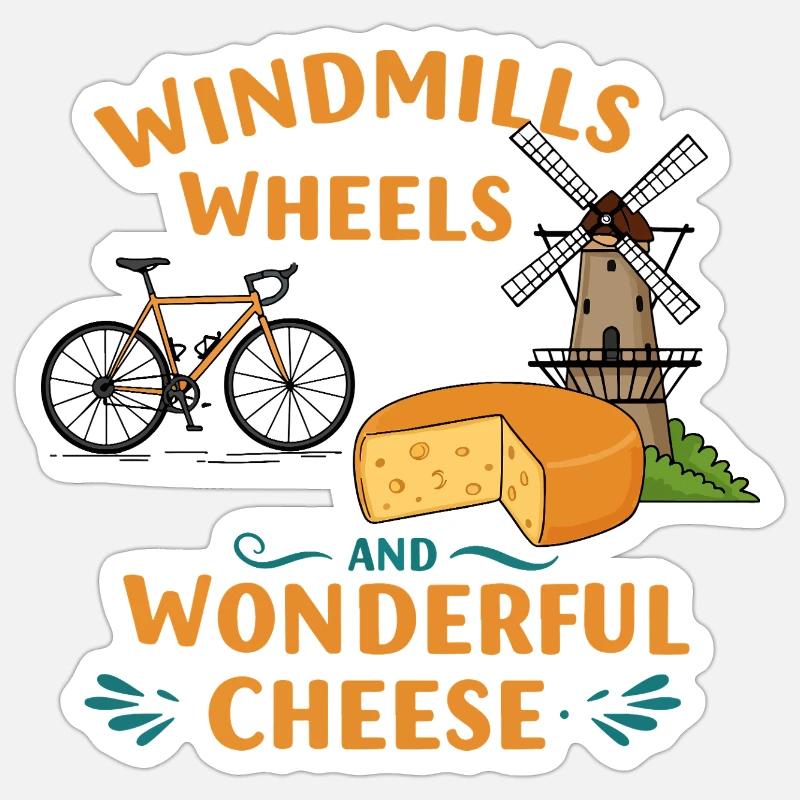 Windmühlen, Laibe und Käse! - Sticker Größe S (10 x 10 cm) - Mattweiß