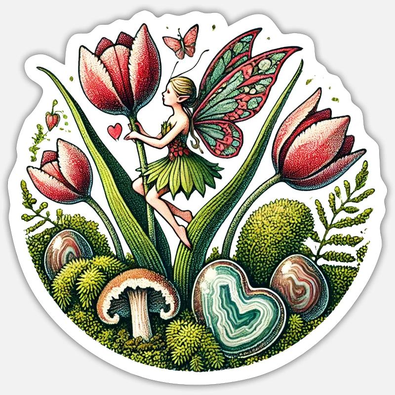 Spring Tulips Fairy - Sticker size S (10 x 10 cm) - white matte