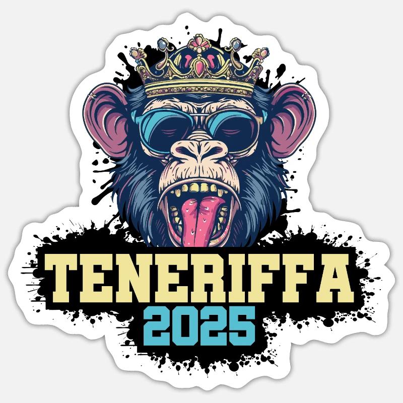 Tenerife 2025 Monkey - Sticker size S (10 x 10 cm) - white matte