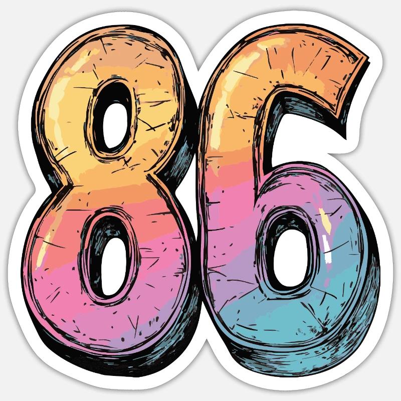 86 Number Comic - Sticker size S (10 x 10 cm) - white matte