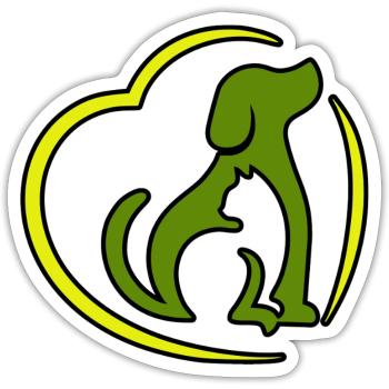 Abstrakte Katze und Hund im Herzen. - Sticker Größe S (10 x 10 cm) - Mattweiß - Vorne