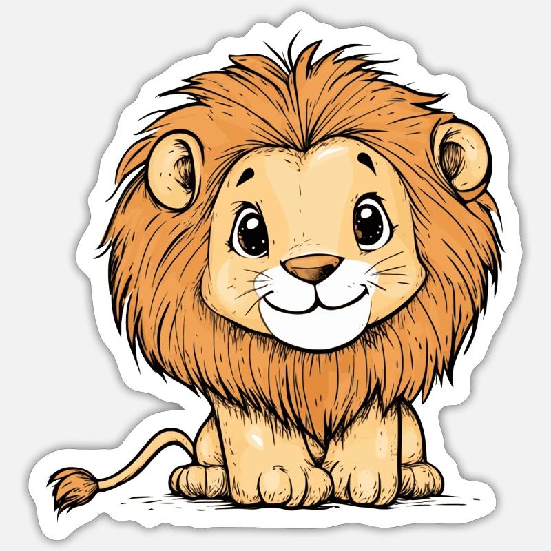 Petit lion mignon - Sticker taille S (10 x 10 cm) - blanc mat
