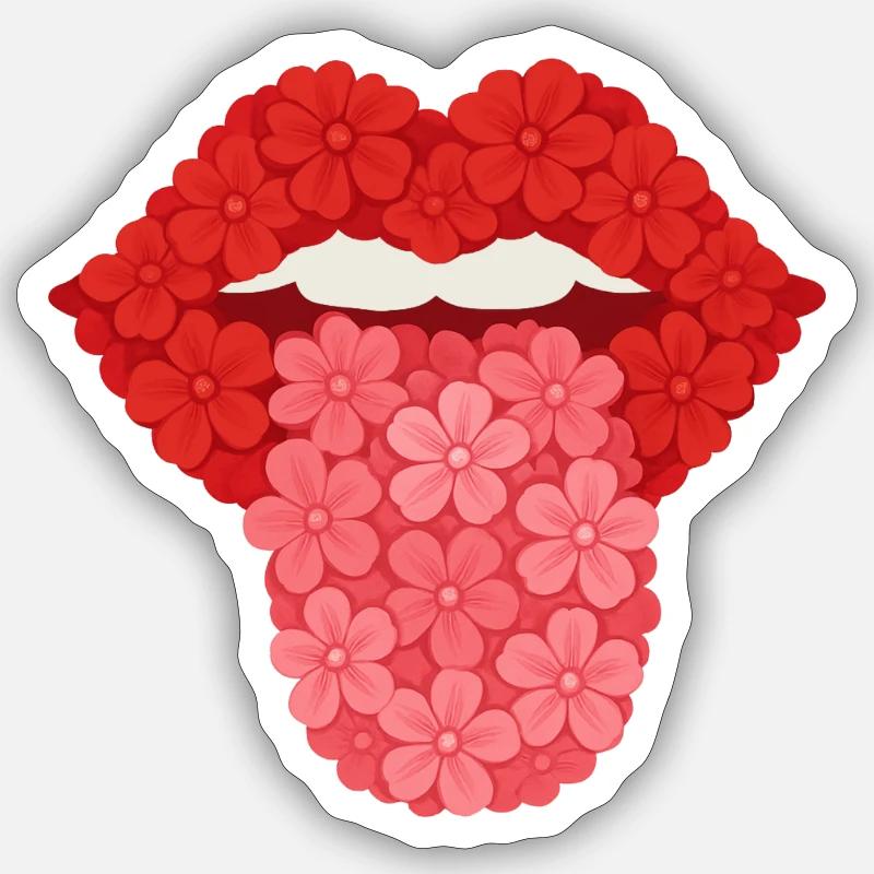 Lèvres fleuries - Sticker taille S (10 x 10 cm) - blanc mat