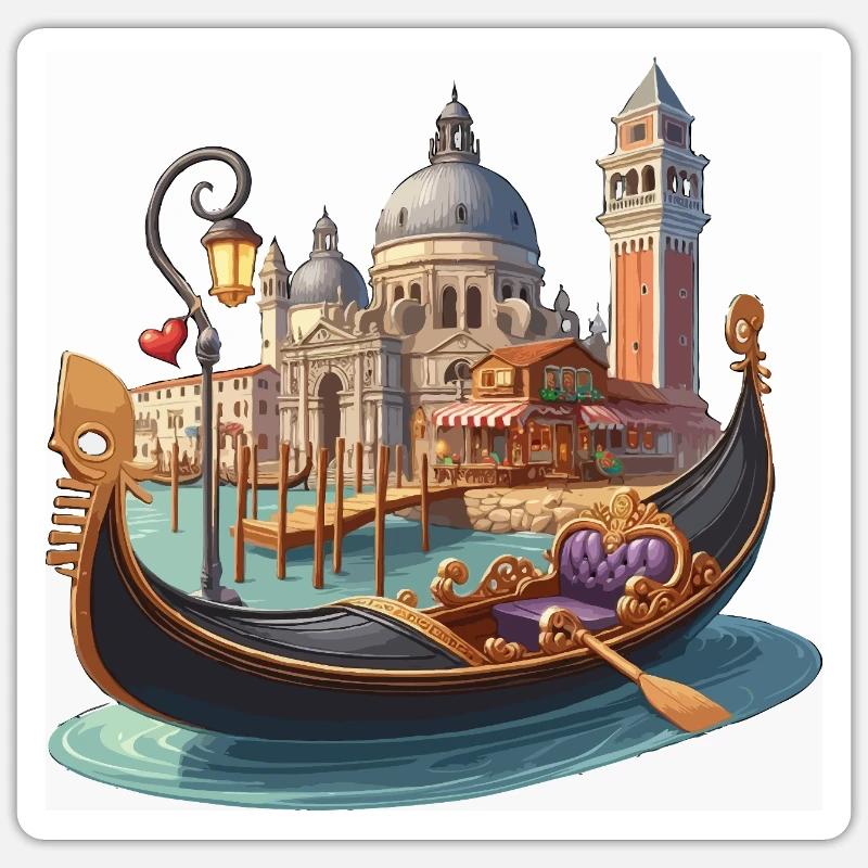 Gondelbahn von Venedig - Sticker Größe S (10 x 10 cm) - Mattweiß
