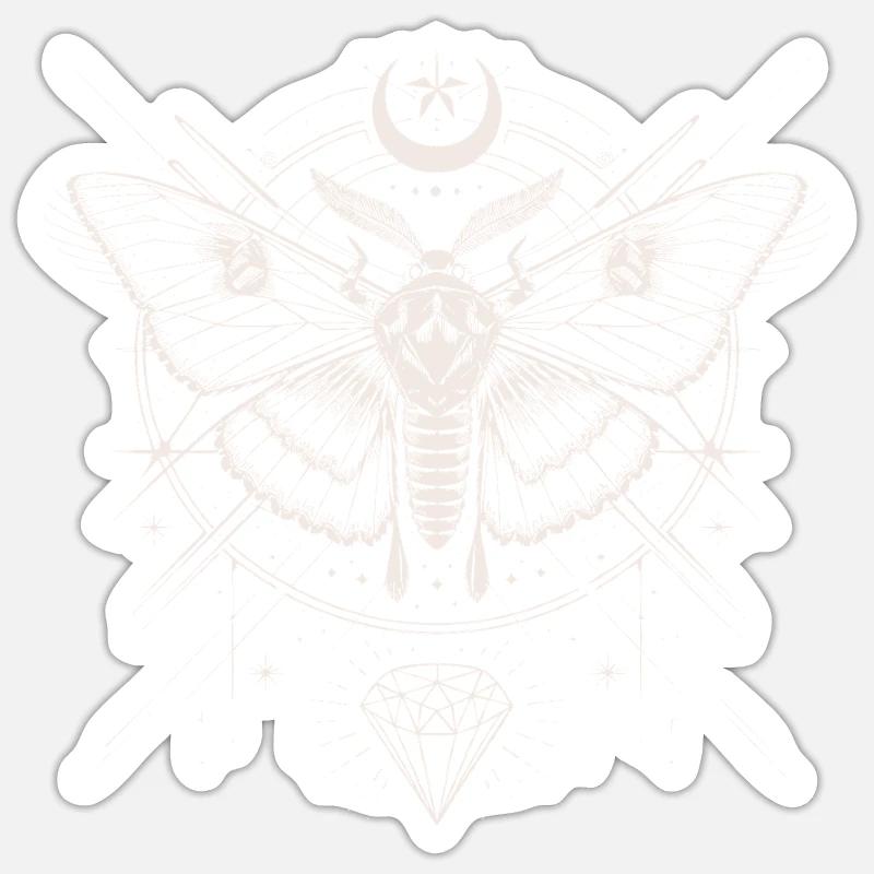 Mystical Moths Geometry Esoteric - Sticker size S (10 x 10 cm) - white matte