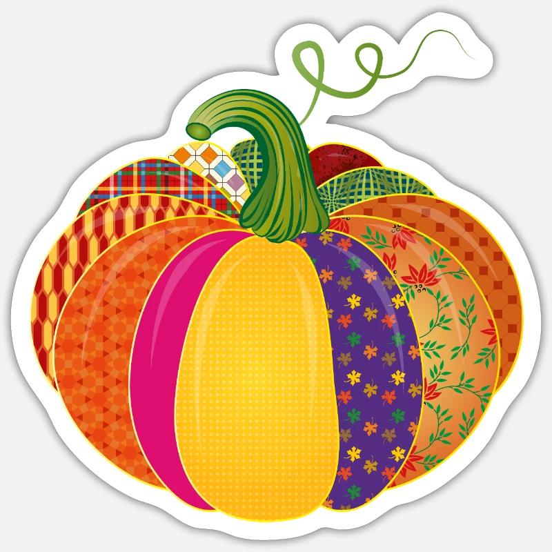 Patchwork Pumpkin – Colorful Patterned Autumn Decoration Sticker size S (10 x 10 cm)