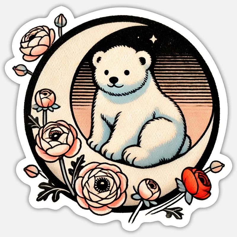 Polar Bear Moon - Sticker size S (10 x 10 cm) - white matte