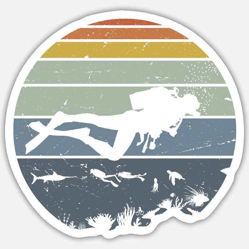 Underwater Diver Silhouette Scene - Sticker size S (10 x 10 cm) - white matte