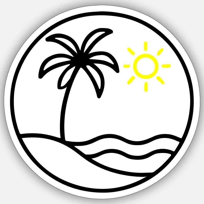 Palm Tree Ocean Island - Sticker size S (10 x 10 cm) - white matte
