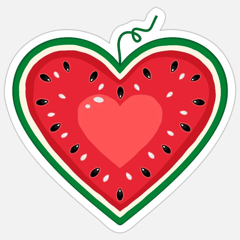 Conception de pastèque comme un cœur Sticker taille S (10 x 10 cm)