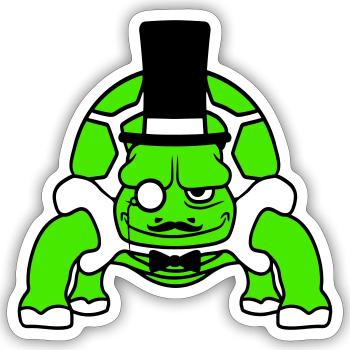 Mr. Turtle Sir Mr. Gentleman Empire Top Hat - Sticker size S (10 x 10 cm) - white matte - Front