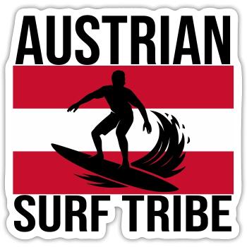 Austrian Surf Tribe Surfshirt - Sticker Größe S (10 x 10 cm) - Mattweiß - Vorne