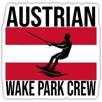 Austrian Wake Crew Wakeboard Shirt - Sticker Größe S (10 x 10 cm) - Mattweiß - Vorne