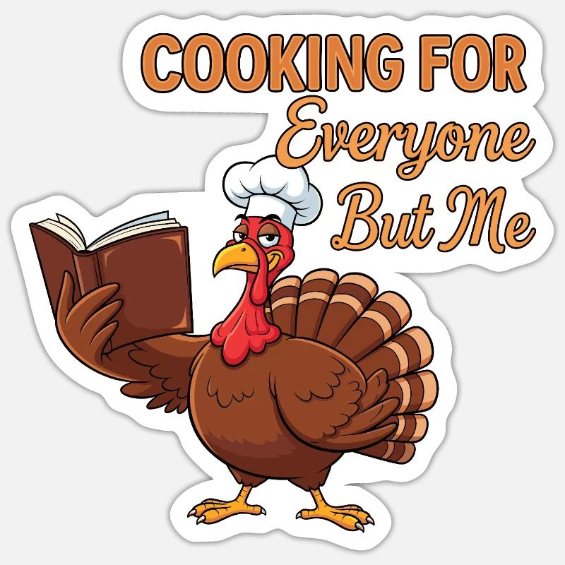 Cooking grouch turkey - Sticker size S (10 x 10 cm) - white matte