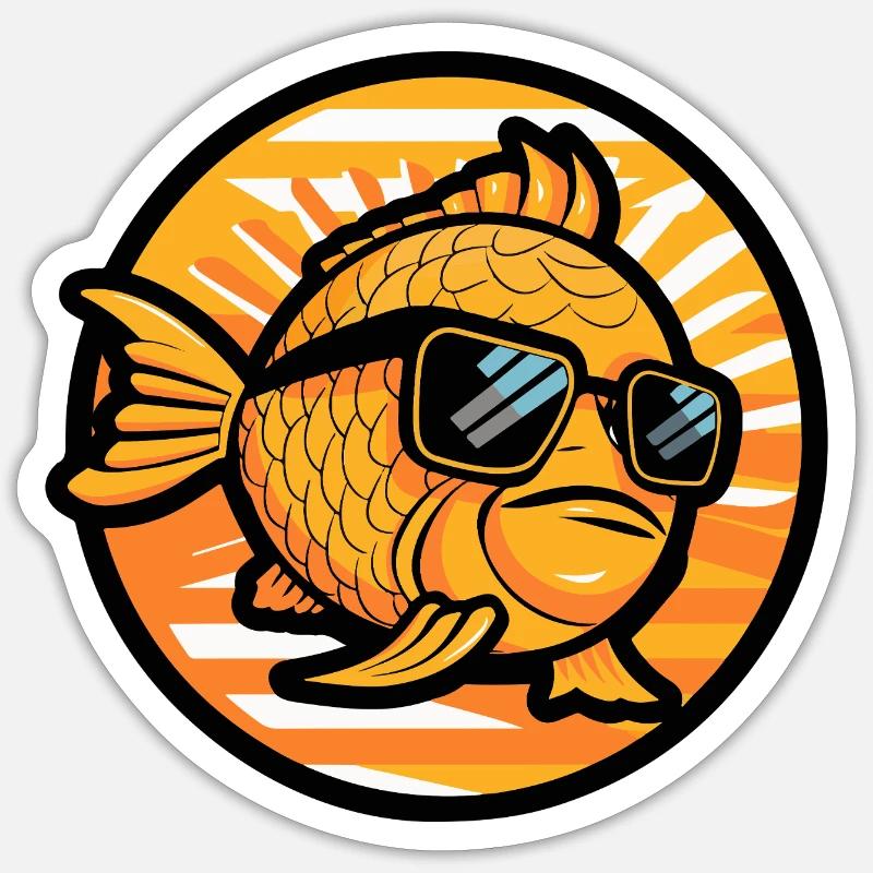Goldfische Comic Cool - Sticker Größe S (10 x 10 cm) - Mattweiß