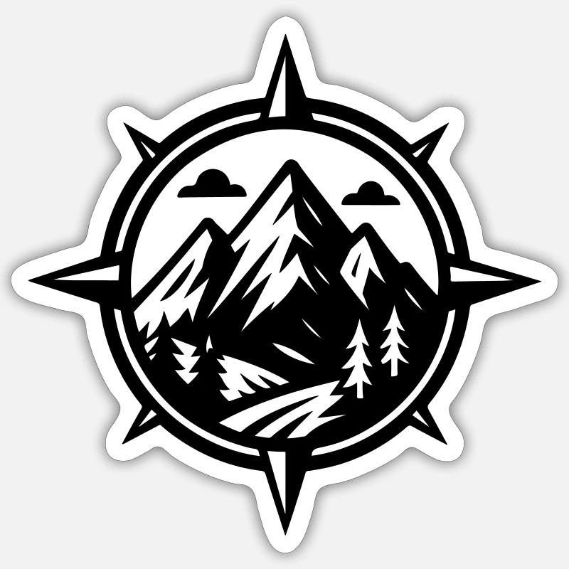 Mountains Compass - Sticker size S (10 x 10 cm) - white matte