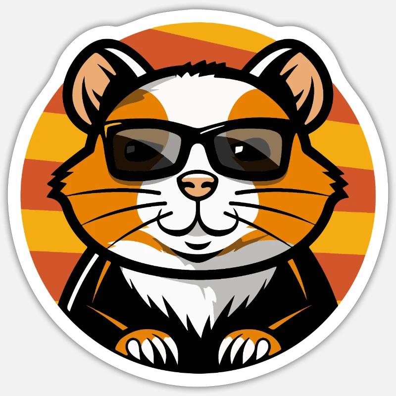 Hamster Bande dessinée cool - Sticker taille S (10 x 10 cm) - blanc mat