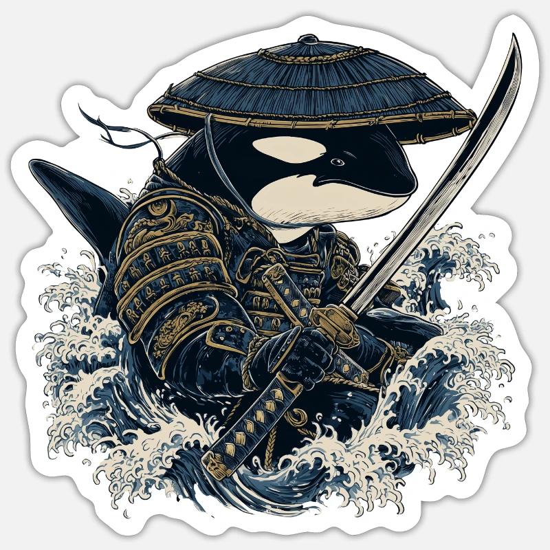 Orca Samurai Design – Warrior Killer Whale Sticker size S (10 x 10 cm)