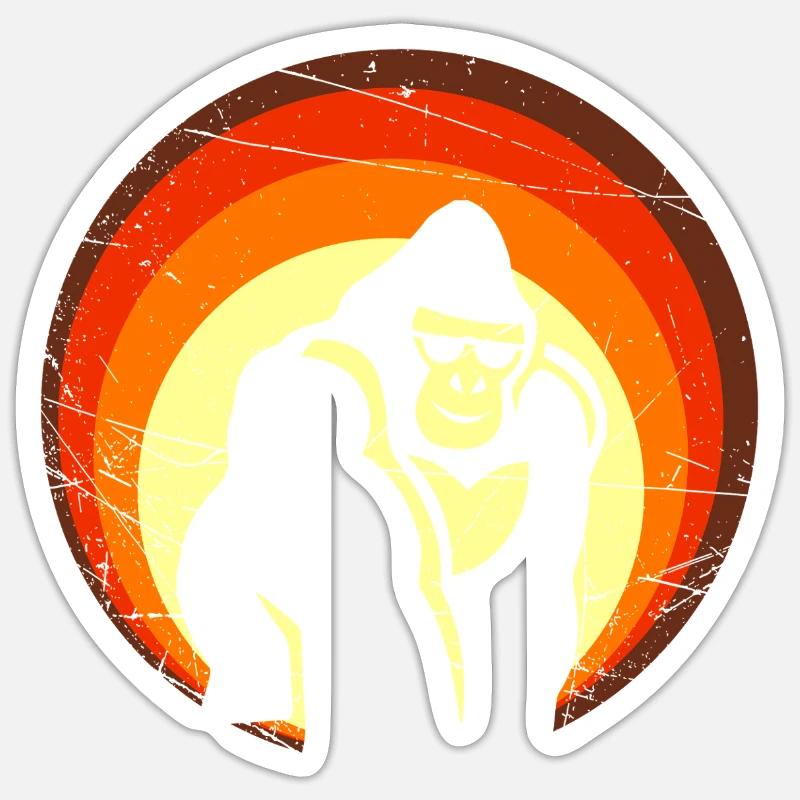 Retro Sunset Gorilla Design - Sticker size S (10 x 10 cm) - white matte