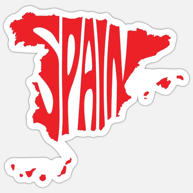 Spain Map Artistic Typography Design Sticker size S (10 x 10 cm)