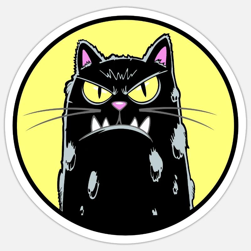 Chat noir - Sticker taille S (10 x 10 cm) - blanc mat