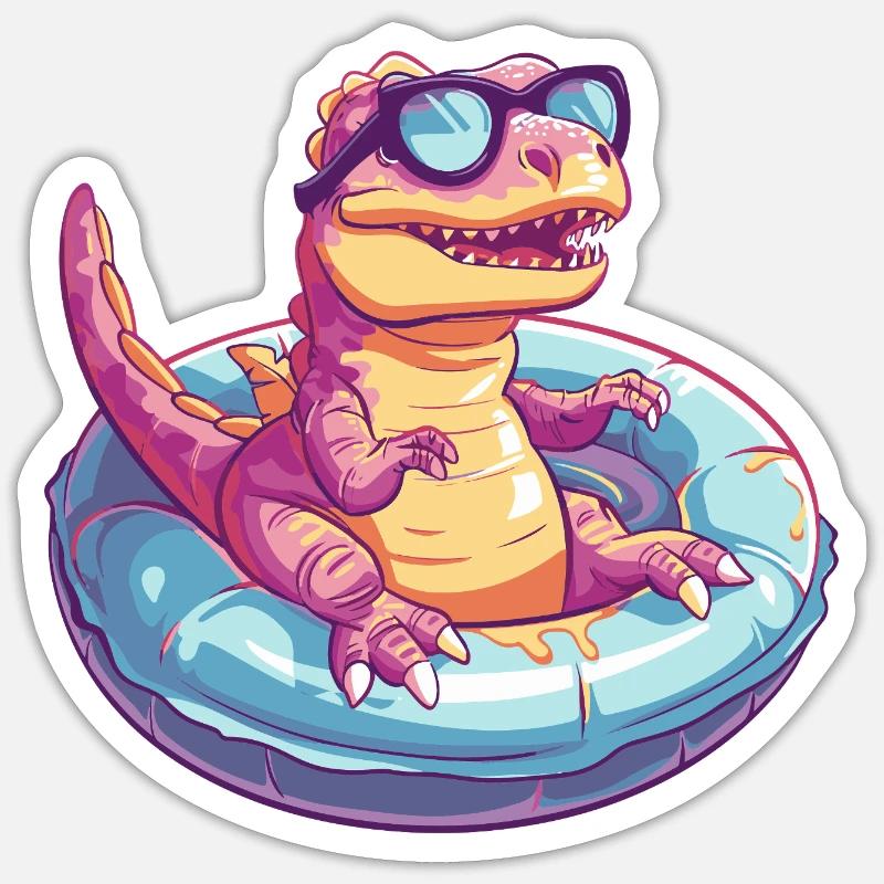 Dinosaurier T-Rex Comic Cool - Sticker Größe S (10 x 10 cm) - Mattweiß