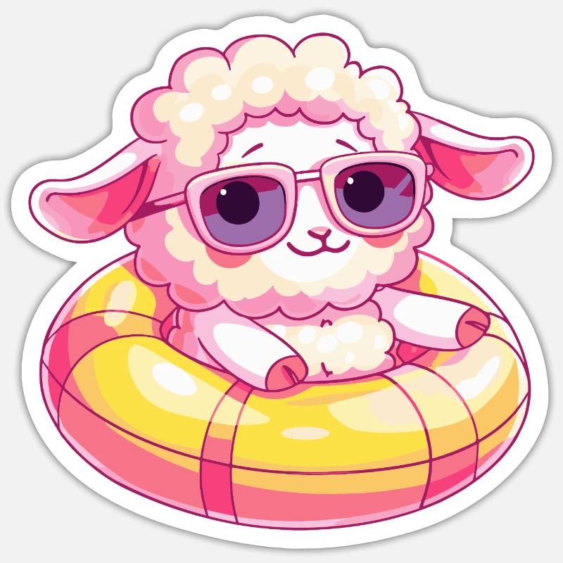 Sheep Comic Cool - Sticker size S (10 x 10 cm) - white matte