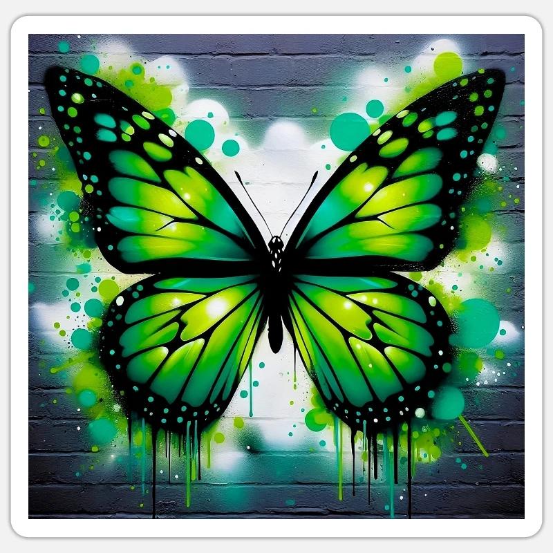 papillon - Sticker taille S (10 x 10 cm) - blanc mat