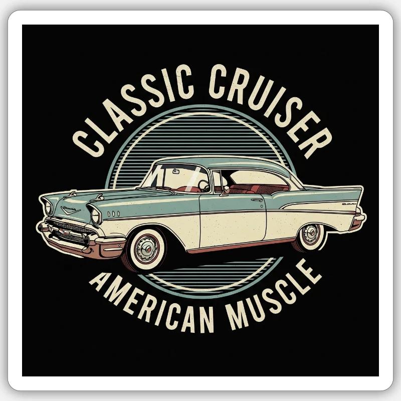 Muscle Cruiser américain classique - Sticker taille S (10 x 10 cm) - blanc mat