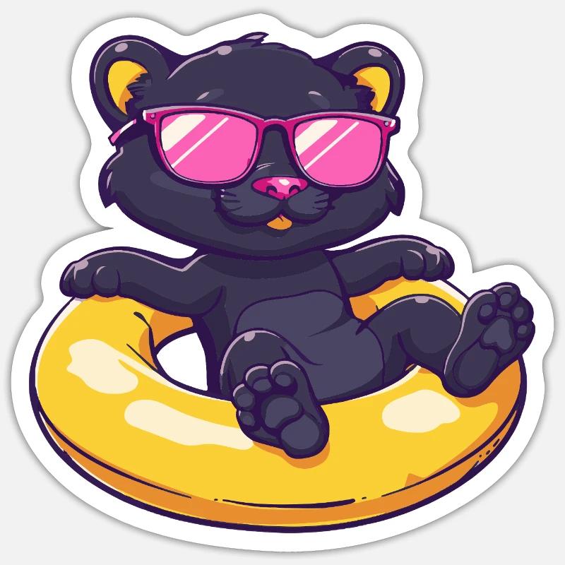 Panther Comic Cool - Sticker Größe S (10 x 10 cm) - Mattweiß