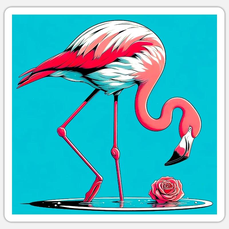 flamingo - Sticker size S (10 x 10 cm) - white matte