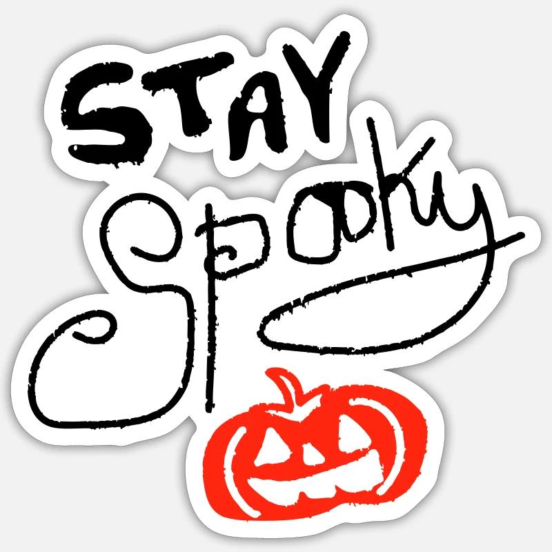 Restez effrayant citrouille - Sticker taille S (10 x 10 cm) - blanc mat