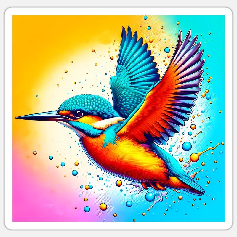 martin-pêcheur - Sticker taille S (10 x 10 cm) - blanc mat