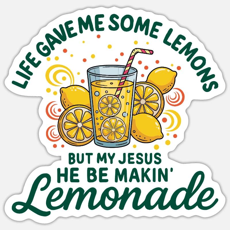 Religious Humor About Lemonade - Sticker size S (10 x 10 cm) - white matte