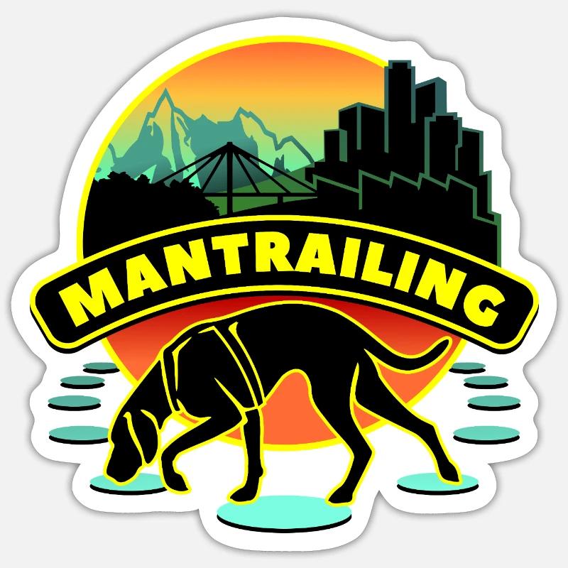 Mantrailing Rétro - Sticker taille S (10 x 10 cm) - blanc mat