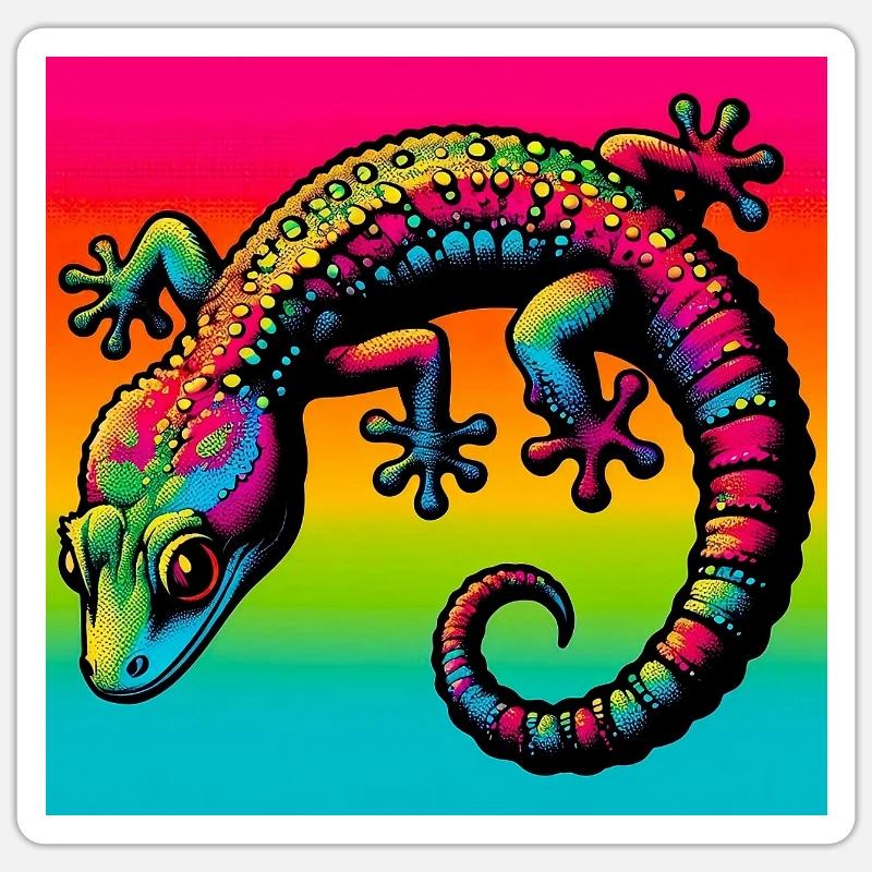 Gecko - Sticker taille S (10 x 10 cm) - blanc mat