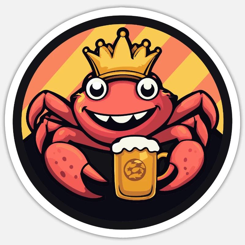 Crabe Crabe Bière - Sticker taille S (10 x 10 cm) - blanc mat