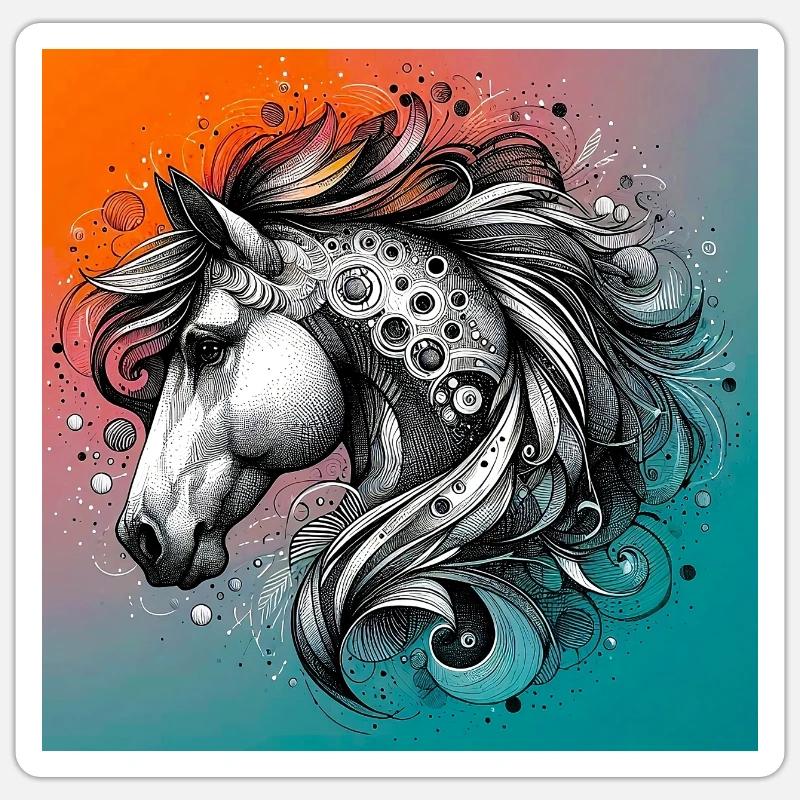 cheval - Sticker taille S (10 x 10 cm) - blanc mat