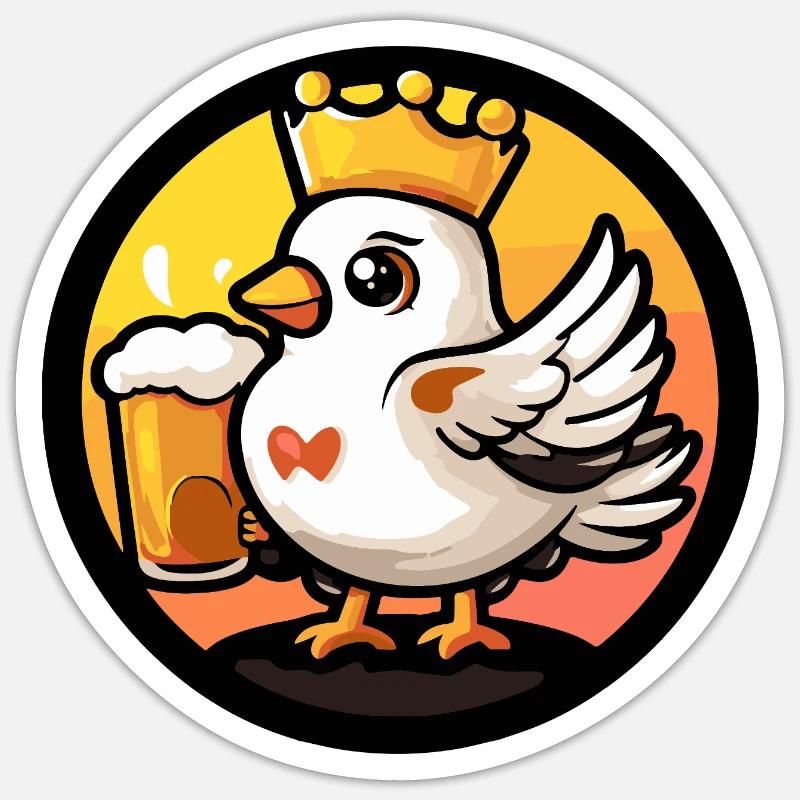 Taube Vogel Bier - Sticker Größe S (10 x 10 cm) - Mattweiß