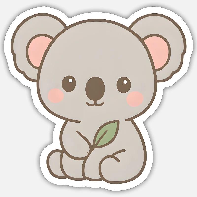Niedliches Koala Bär Design mit Blättern - Sticker Größe S (10 x 10 cm) - Mattweiß