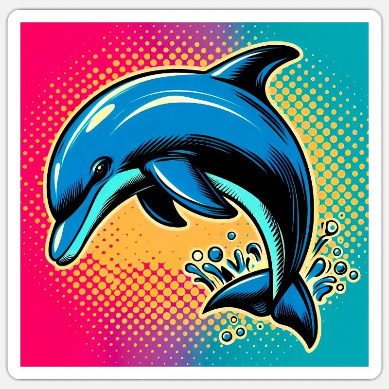 Delfin - Sticker Größe S (10 x 10 cm) - Mattweiß