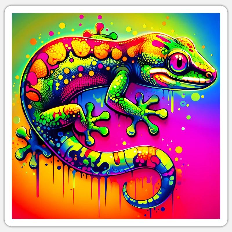 Gecko - Sticker taille S (10 x 10 cm) - blanc mat