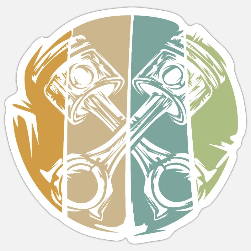 Retro piston engine design for bikers Sticker size S (10 x 10 cm)