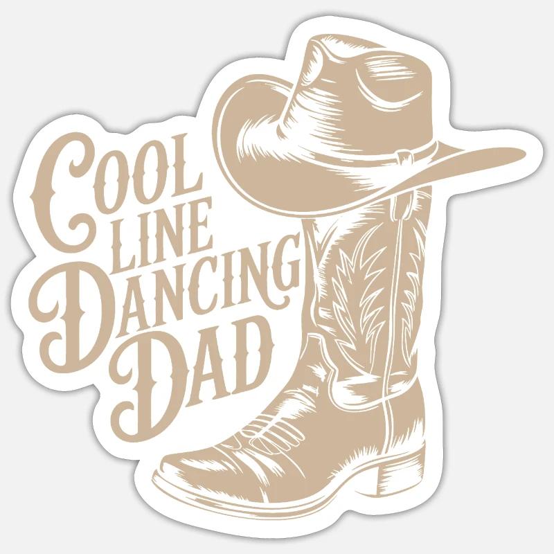 Linedance Papa Cowboy Hut Style Deko Sticker Größe S (10 x 10 cm)