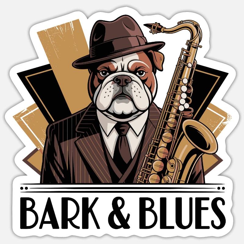 Bark und Blues - Sticker Größe S (10 x 10 cm) - Mattweiß