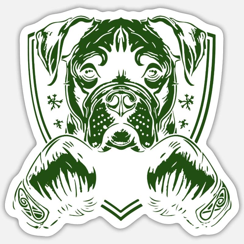 chien boxer- - Sticker taille S (10 x 10 cm) - blanc mat
