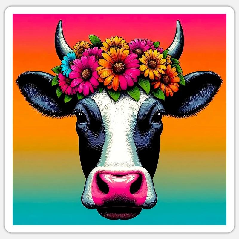vache - Sticker taille S (10 x 10 cm) - blanc mat