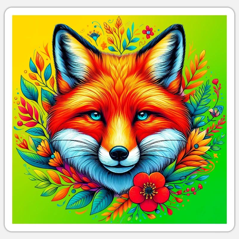 Renard - Sticker taille S (10 x 10 cm) - blanc mat