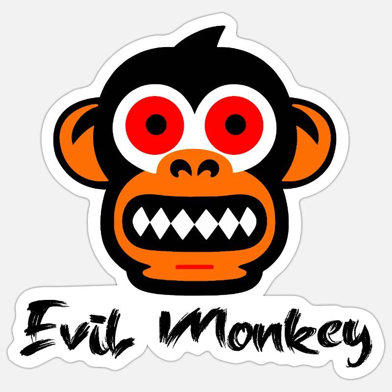 Evil monkey - Sticker Größe S (10 x 10 cm) - Mattweiß