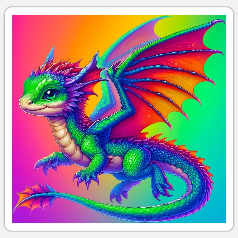 dragon - Sticker taille S (10 x 10 cm) - blanc mat